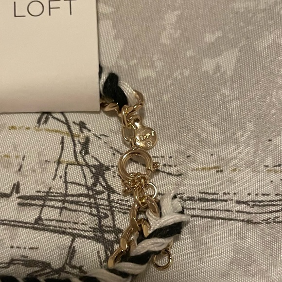 Loft Bejeweled Fabric & Gold Chain Bracelet - Picture 3 of 5